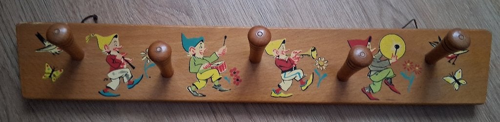 Vintage kinderkapstok hout met kaboutertjes, Ophalen of Verzenden, Huis en Inrichting