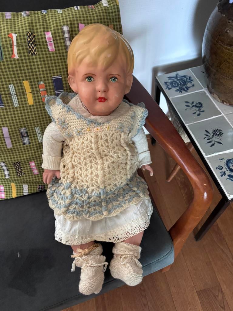 Vintage Wildebras babypop jaren 40 met originele kleding, Verzamelen, Poppen, Ophalen, Gebruikt, Pop
