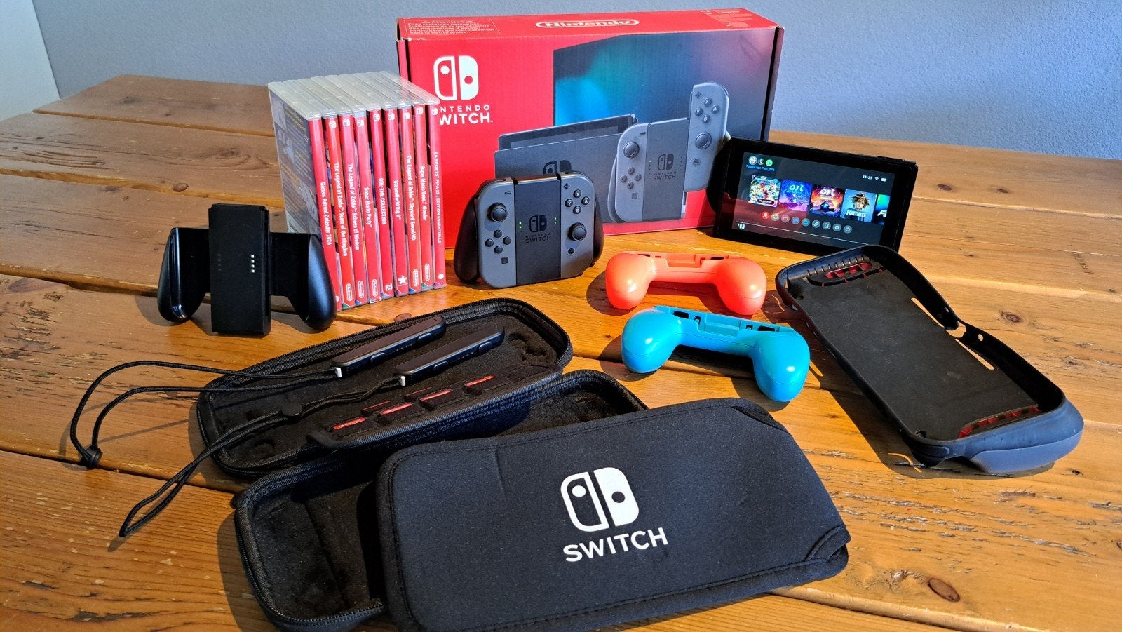 Nintendo Switch met 10 topgames, Ophalen of Verzenden, Zo goed als nieuw, Met 2 controllers, Switch Original