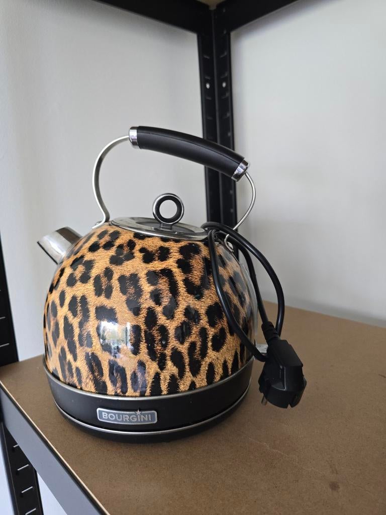 Bourgini waterkoker 1.7L panterprint retro, 1 tot 2 liter, Ophalen