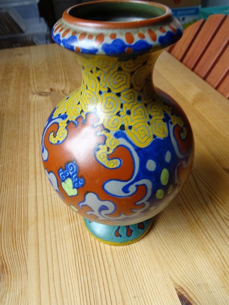 Gouds plateel vaas Zuid-Holland, Ophalen of Verzenden