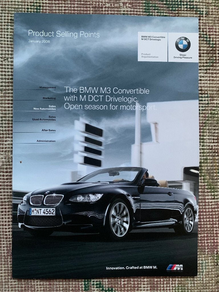 Product informatie brochure BMW M3 cabriolet E93 2008, Ophalen of Verzenden, Zo goed als nieuw, BMW, BMW