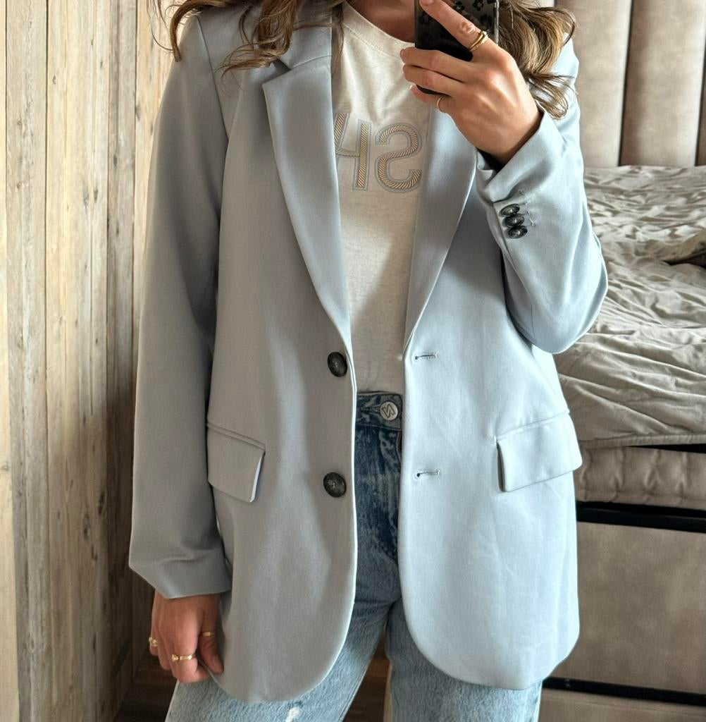 Licht blauwe blazer van Beaumont in maat 36., Ophalen of Verzenden, Zo goed als nieuw, Maat 36 (S), Blauw