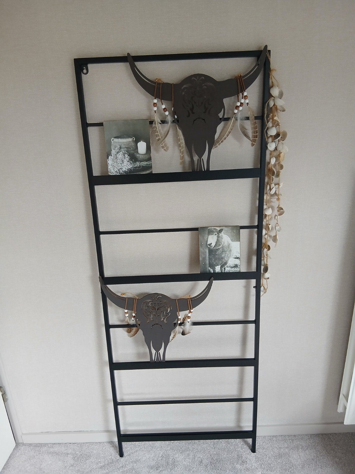 Decoratie ladder / tijdschriftenrek (zonder decoratie), Ophalen, Metaal, Industrieel, Gebruikt