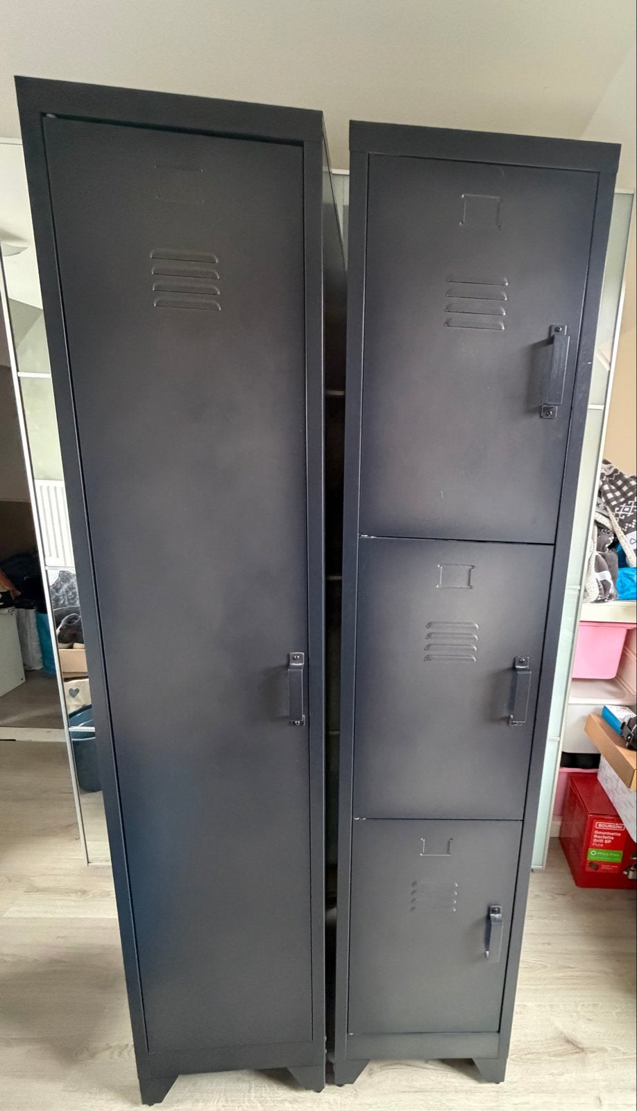 Metalen Lockerkasten - Set van 2 (Donkergrijs), Ophalen, Zo goed als nieuw