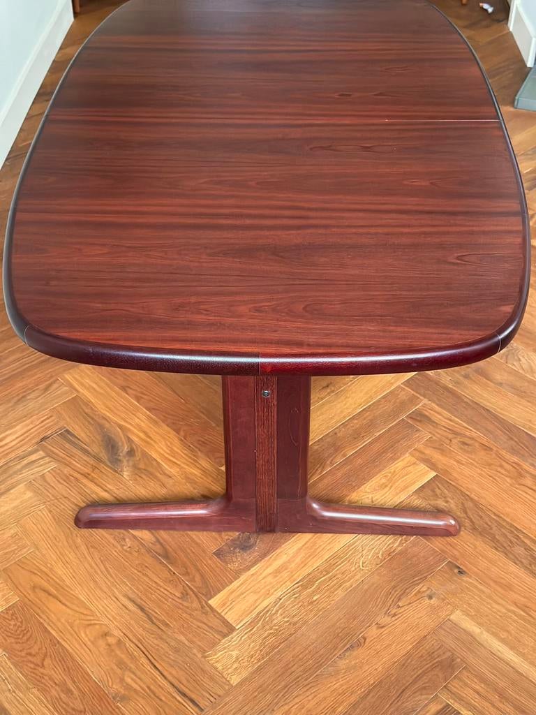 Vintage eettafel mahonie hout Deens design jaren 50/60/70, Ophalen, Gebruikt, 200 cm of meer, 50 tot 100 cm
