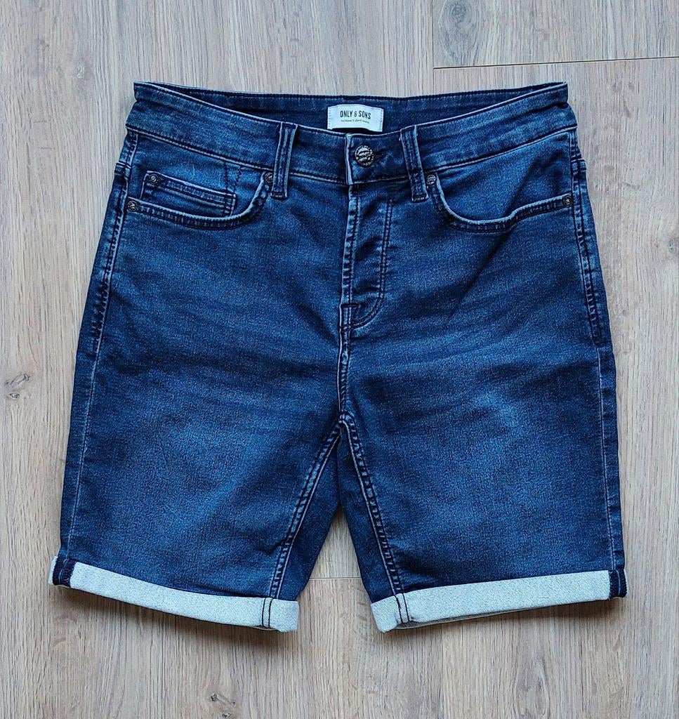 Only & Sons | spijker korte broek | maat S, Kleding | Heren, Blauw, W32 (confectie 46) of kleiner, Ophalen of Verzenden, Gedragen