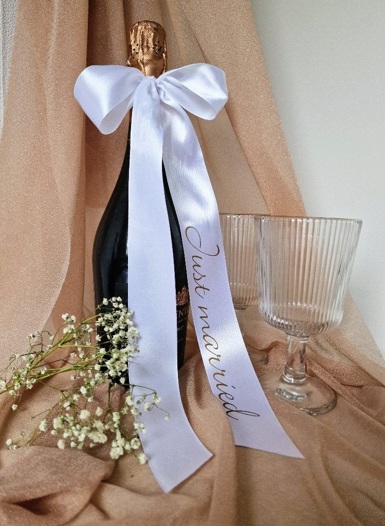 Lint met tekst 'Just Married', Ophalen of Verzenden, Nieuw, Versiering, Geboorte of Huwelijk