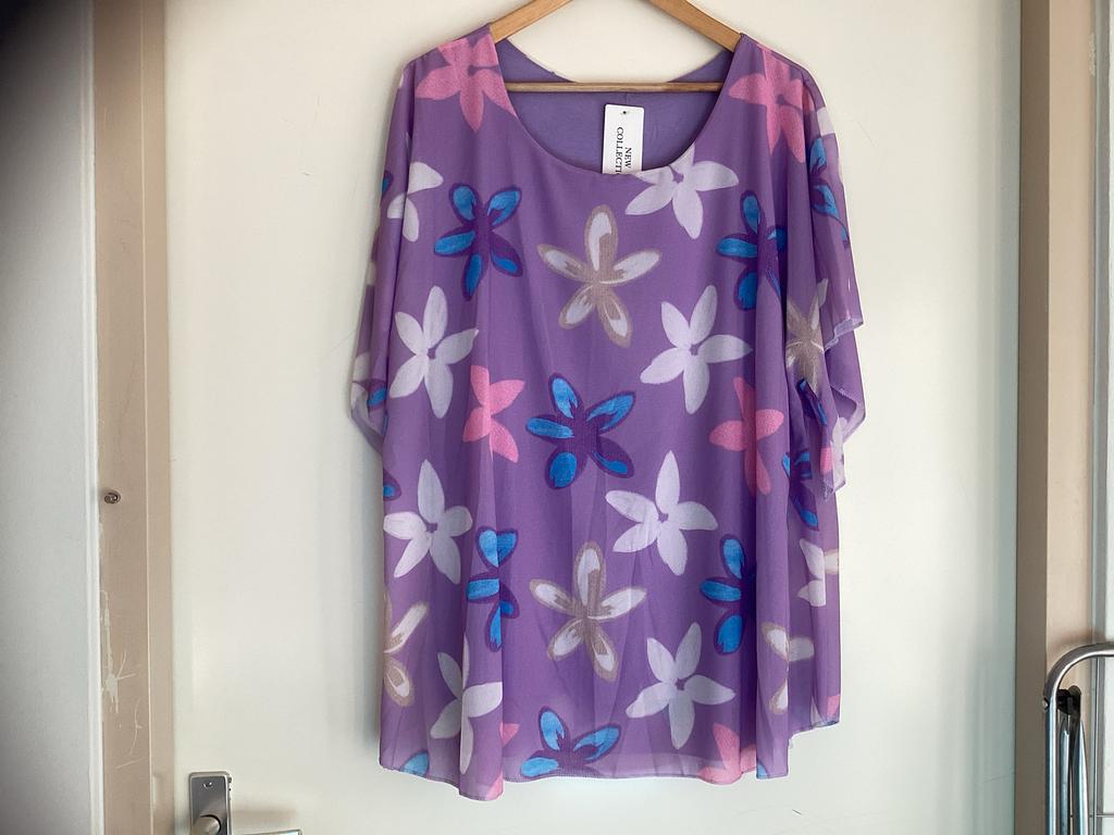 New Collection Tuniek Maat 44 - Polyester/Viscose Bloemenpri, Ophalen of Verzenden, Nieuw, Paars, Blouse of Tuniek