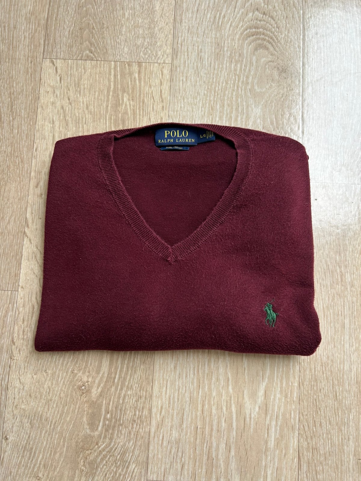 Polo Ralph Lauren V-hals Trui - Bordeauxrood - Pima Cotton, Kleding | Heren, Ophalen of Verzenden, Nieuw, Maat 52/54 (L), Rood