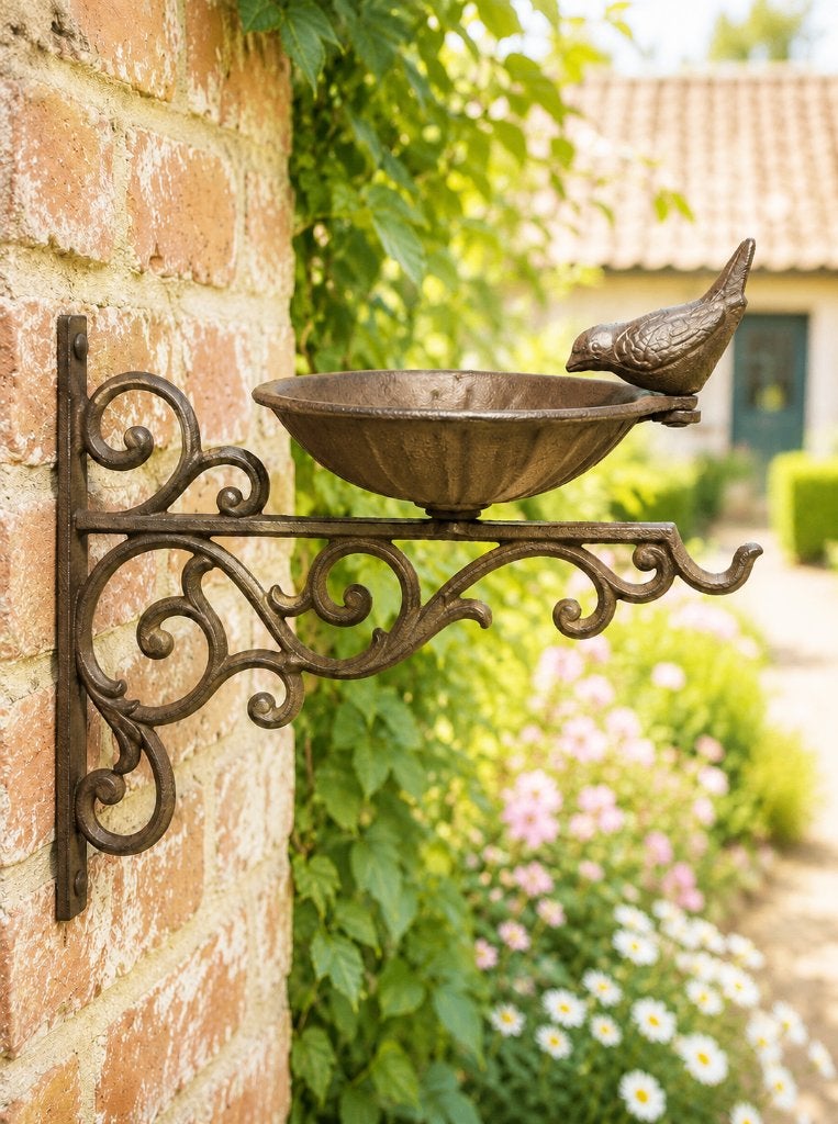 VOEDERSCHAAL MET VOGELS / GIETIJZER / PLANTENHAAK, Huis en tuin decoratie Marie, Nieuw, Info@huisentuindecoratiemarie.nl, Peize