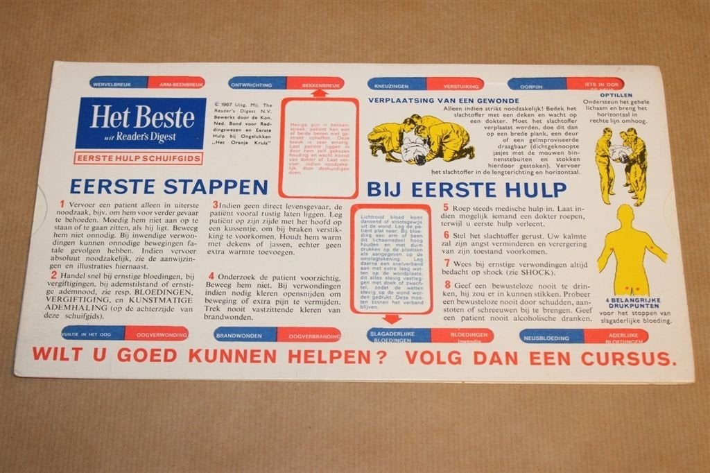 Eerst Hulp Schuifgids - Uitg. Readers Digest - Ca 1965 !!, Ophalen of Verzenden, Zo goed als nieuw
