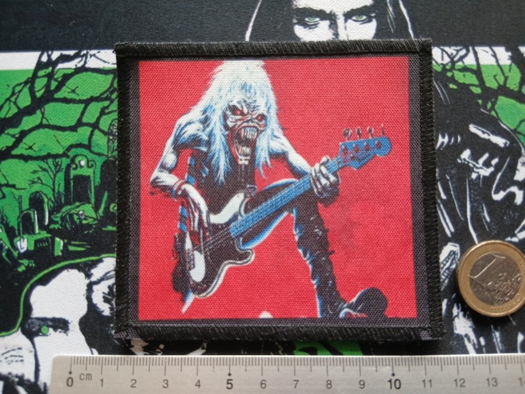 Iron Maiden mooie printed Eddie on bass patch 36, Ophalen of Verzenden, Nieuw, Kleding