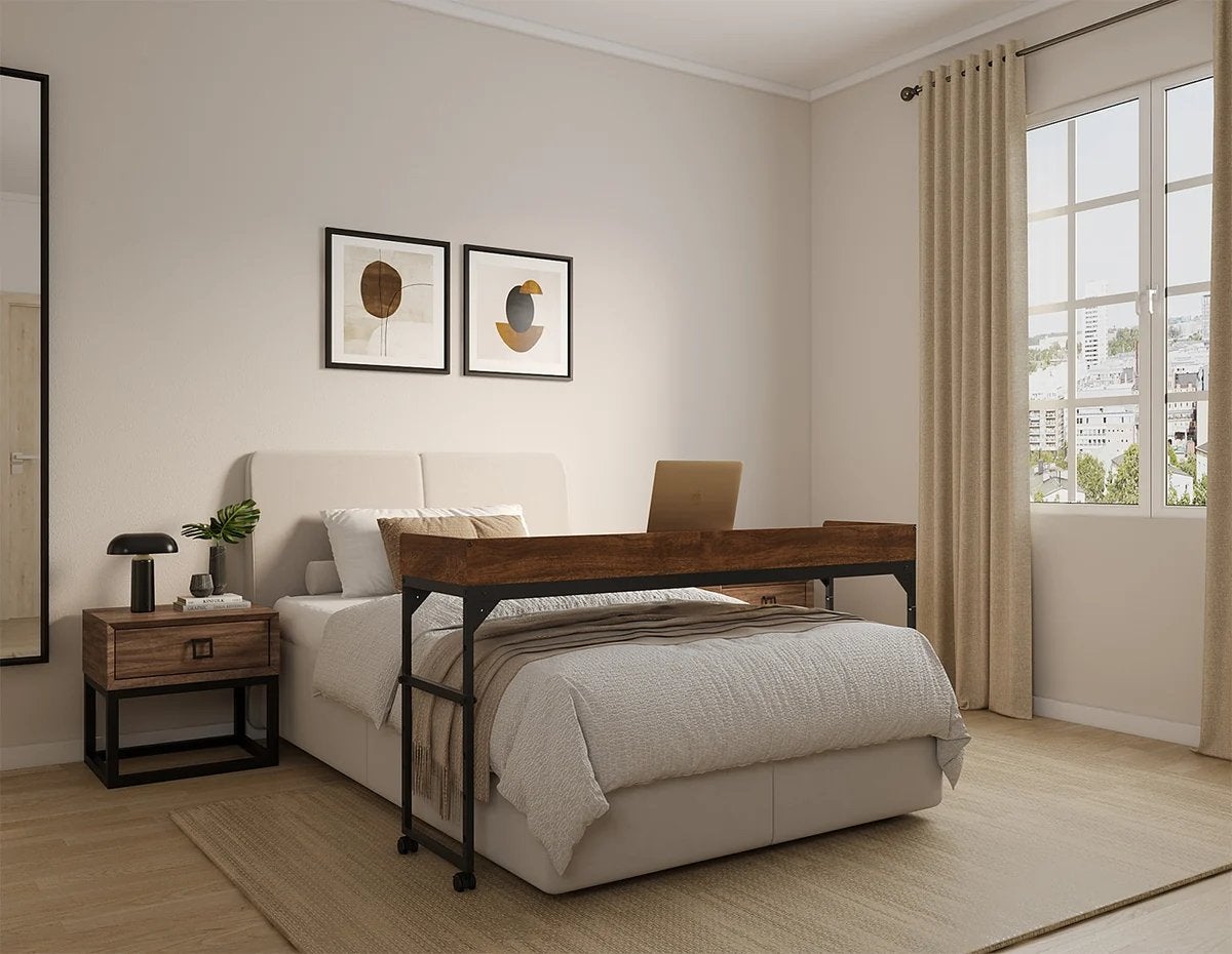 Dreamdesk Bedtafel 160 cm breed, Verstelbaar, Bruin, Tweepersoons, Ophalen of Verzenden
