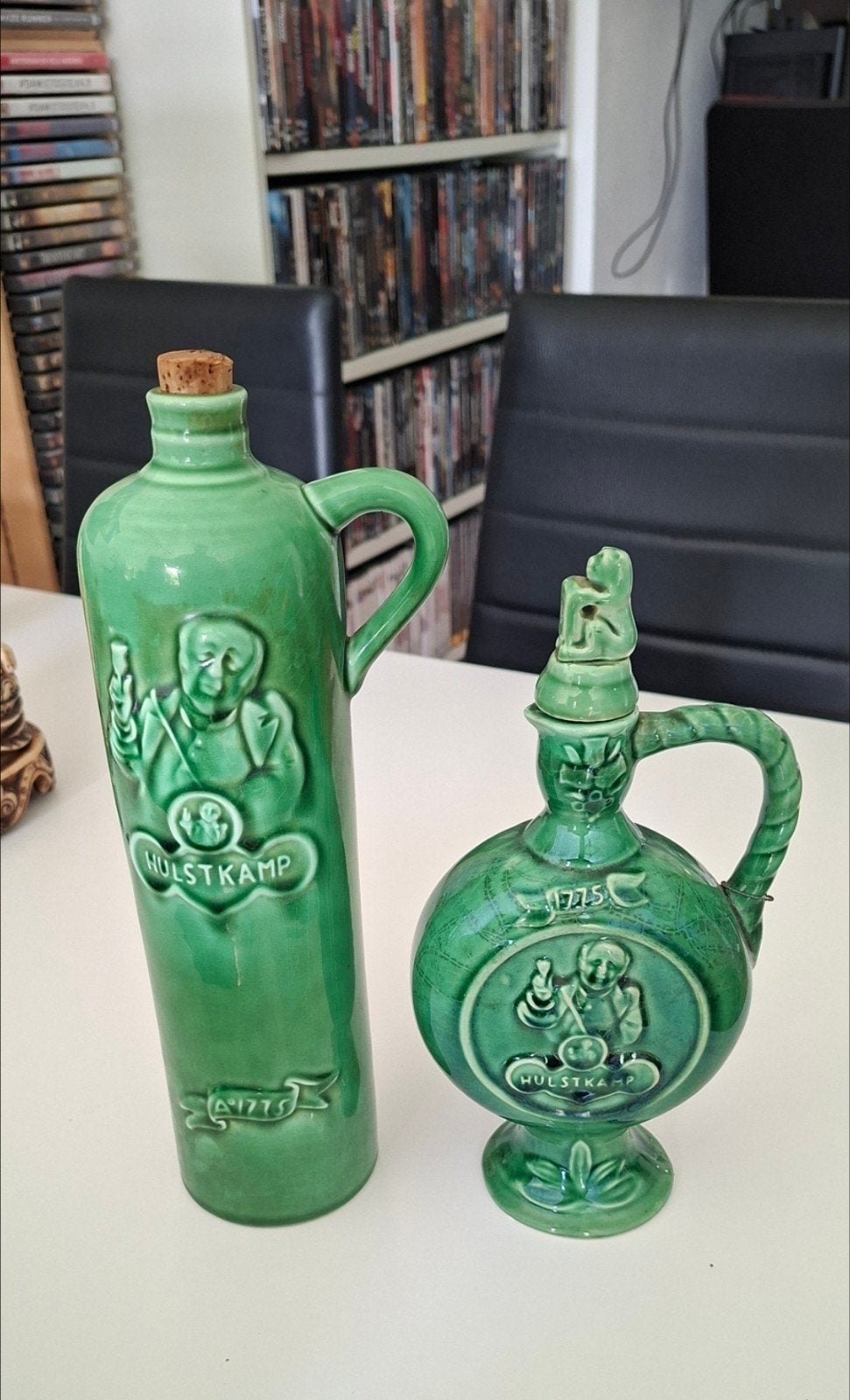Hulstkamp Jenever Kruik en Fles - Groen Keramiek, Ophalen