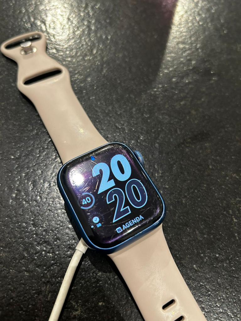 Apple Watch series 7 41MM, Gebruikt, Hoogte, Blauw, IOS