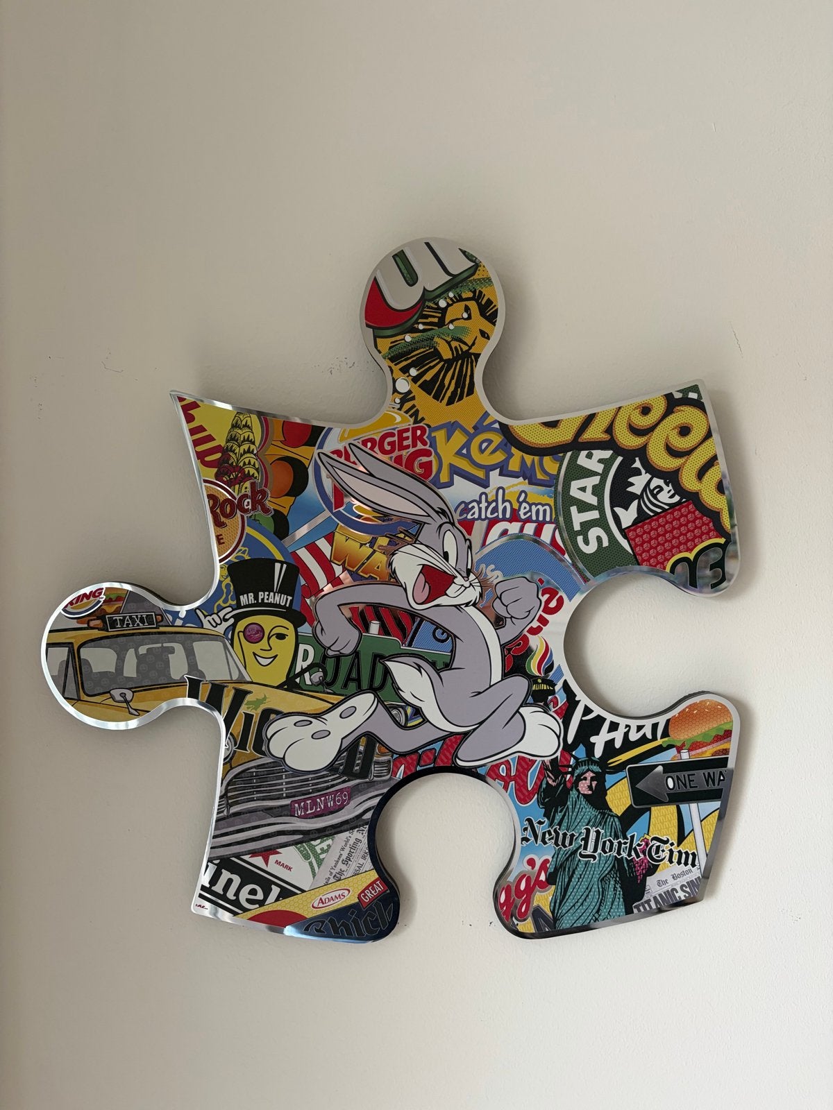 Pop Art Collage Michael Daniëls - Bugs Bunny, Ophalen, Meerkleurig, Wanddecoratie, Gesigneerd