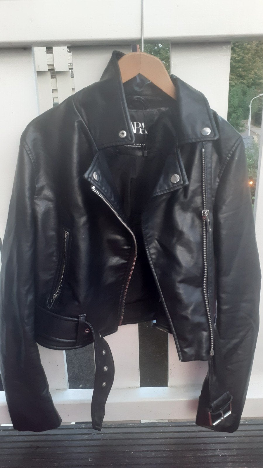 Zara Zwart Imitatie Leren Bikerjack Maat S, Kleding | Dames, Ophalen of Verzenden, Zo goed als nieuw, Maat 36 (S), Zara