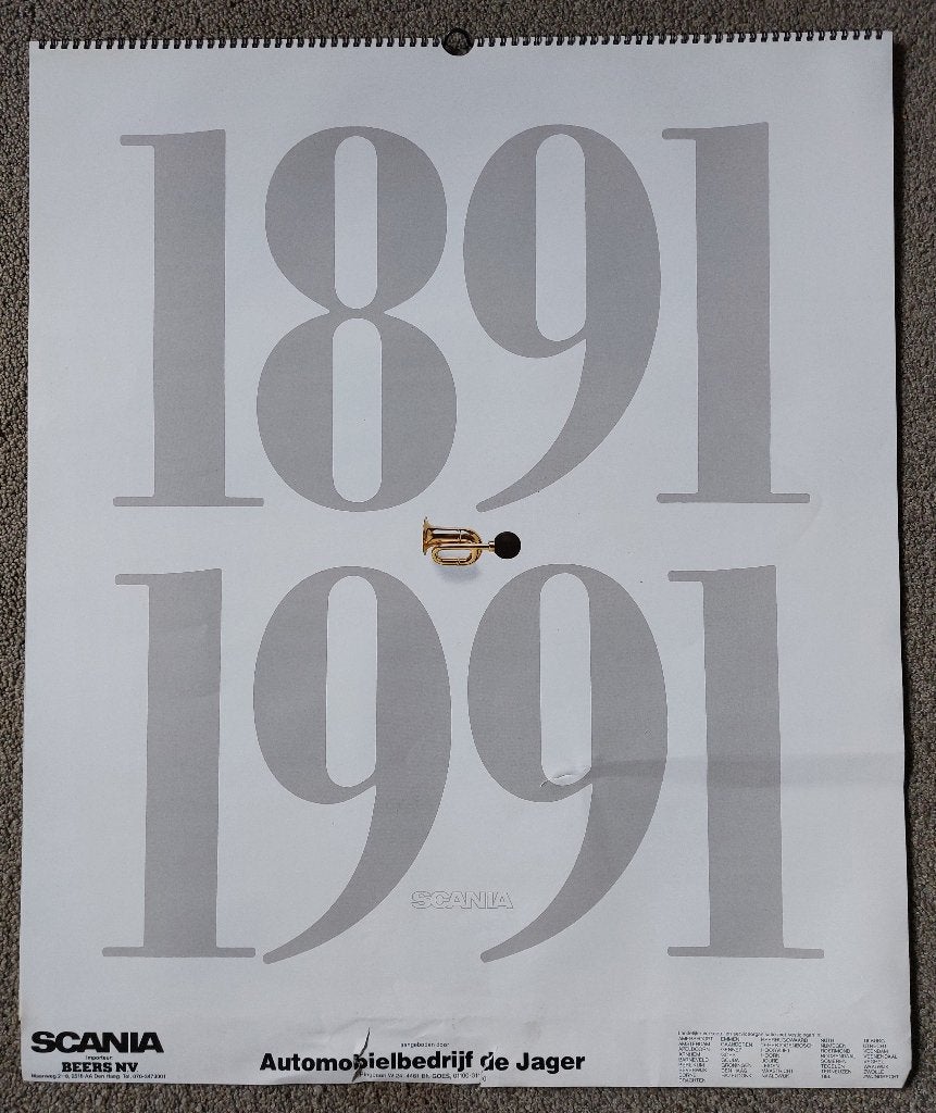 SCANIA Kalender 100 jarig bestaan - 1891-1991, Ophalen of Verzenden, Gelezen, Overige merken