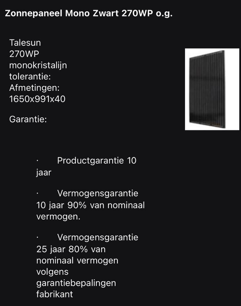 5 zonnepanelen 270WP, Doe-het-zelf en Verbouw, Zonnepanelen en Toebehoren, Ophalen, Gebruikt, Paneel