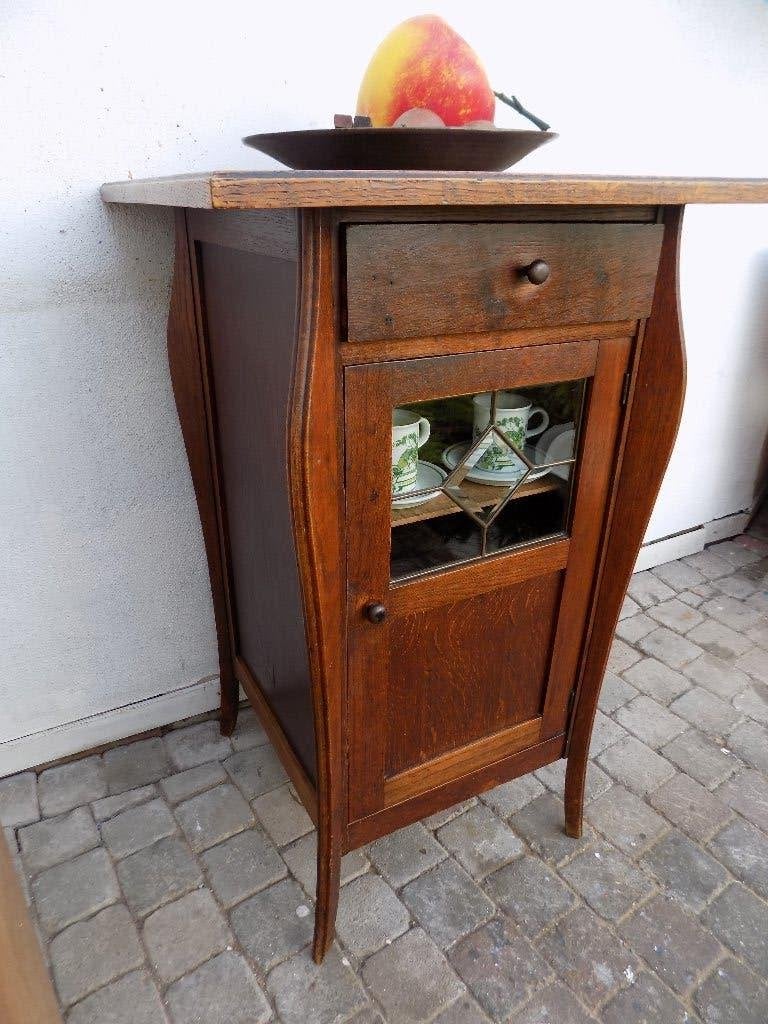 Jugendstil vitrinekastje theekastje drankenkast art Nouveau, Ophalen, Glas, Minder dan 150 cm, Minder dan 100 cm