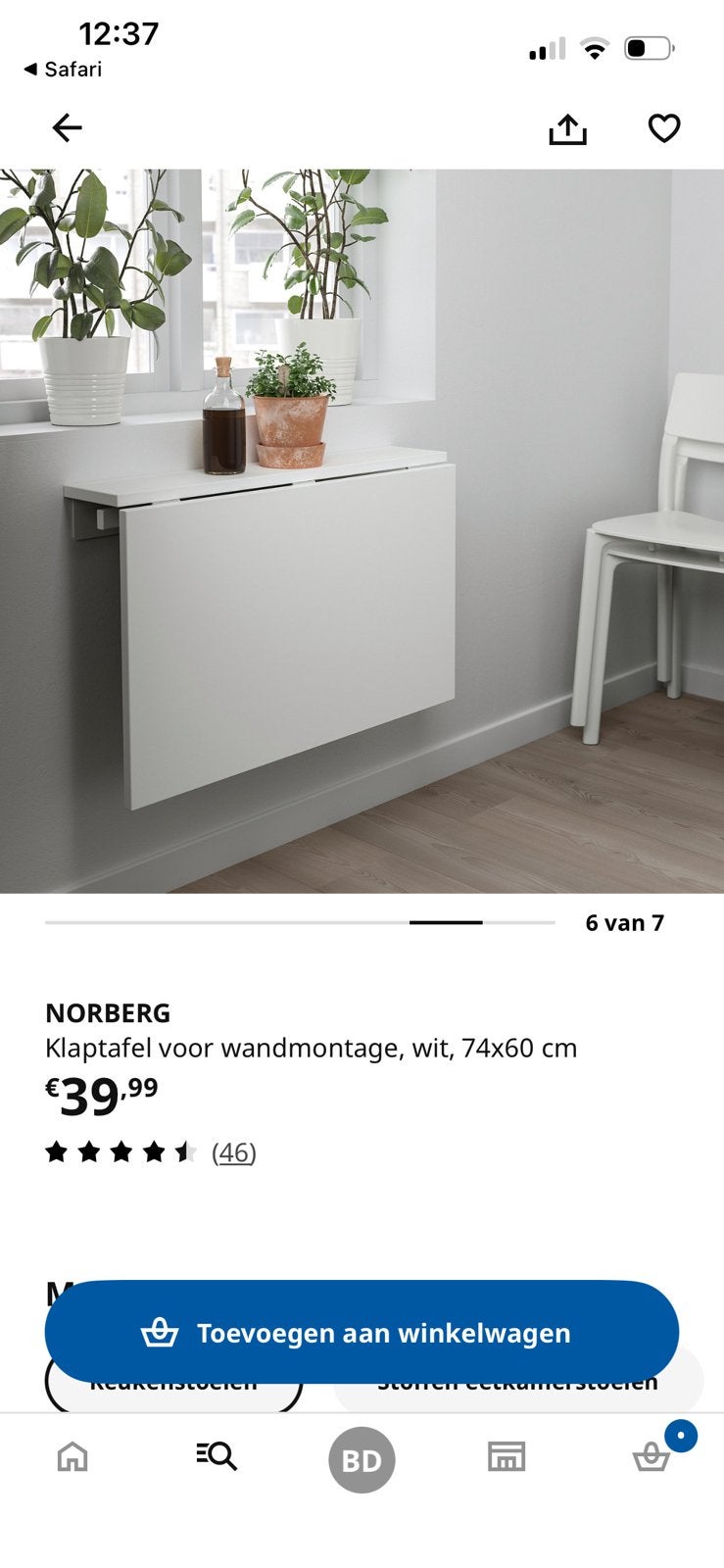Norberg klaptafel, Ophalen, Gebruikt, Scandinavisch, Hout