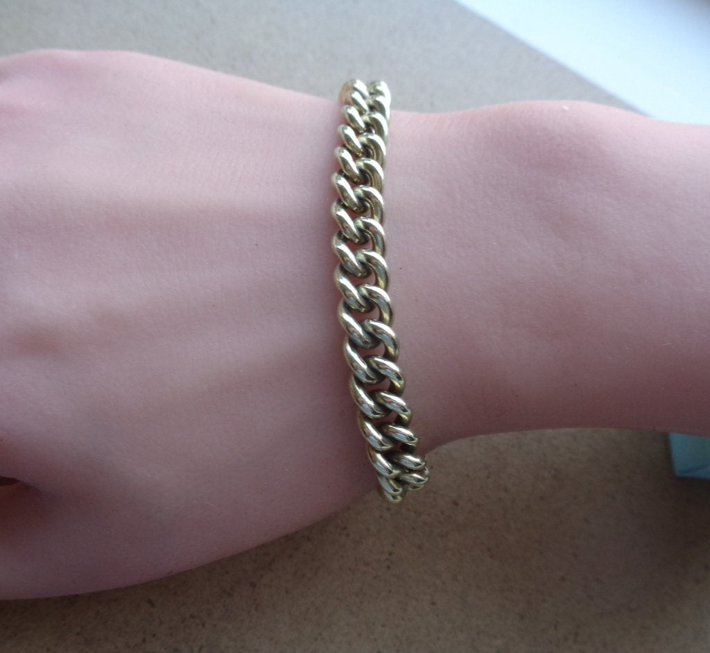 zilveren goud vergulde gourmet schakel armband [1031], Verzenden, Zo goed als nieuw, Goud, Zilver