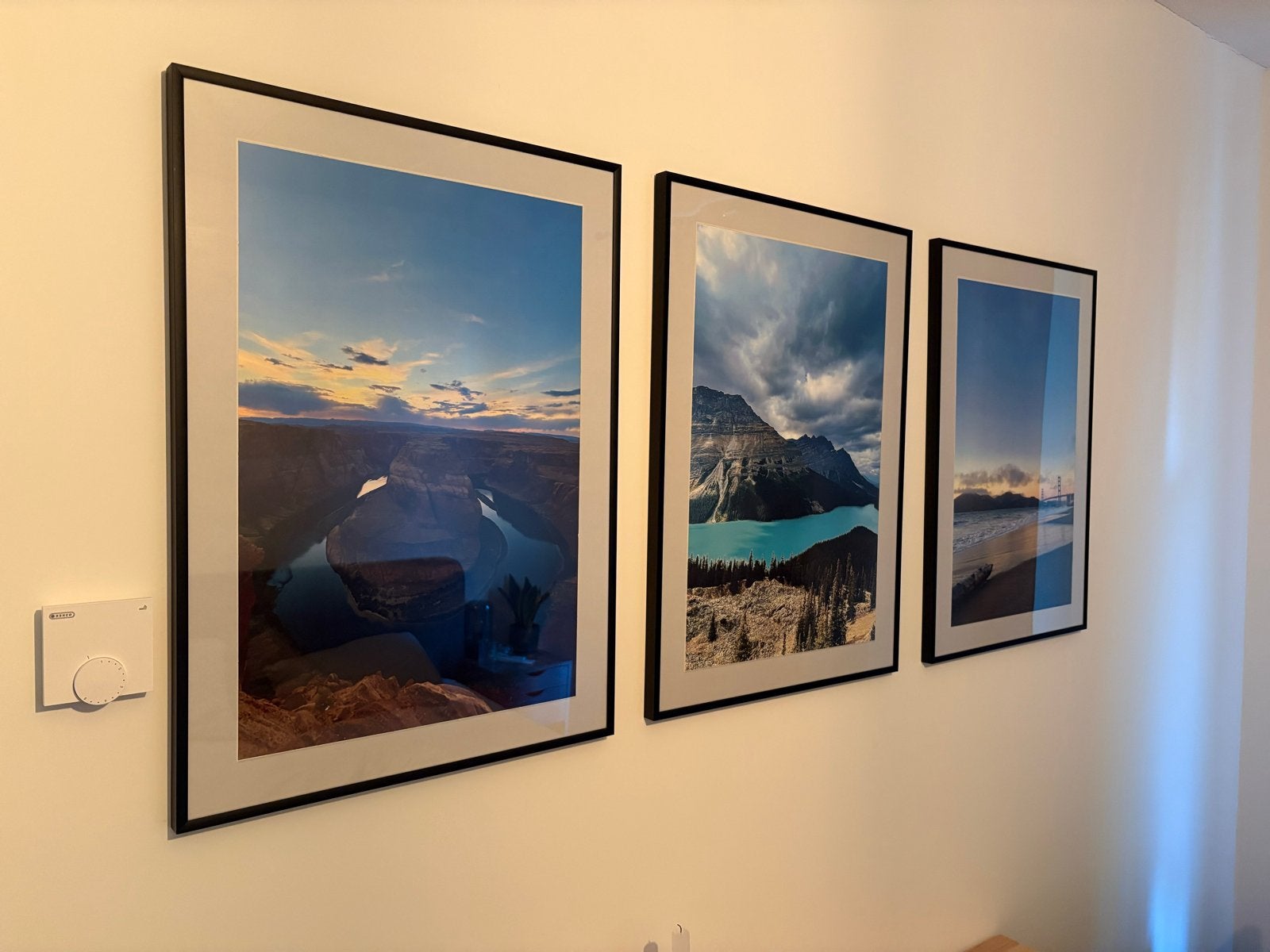 3 fotolijsten 50x70 cm - Zwart, met glas, Ophalen, Kunststof, Zo goed als nieuw, Fotolijst