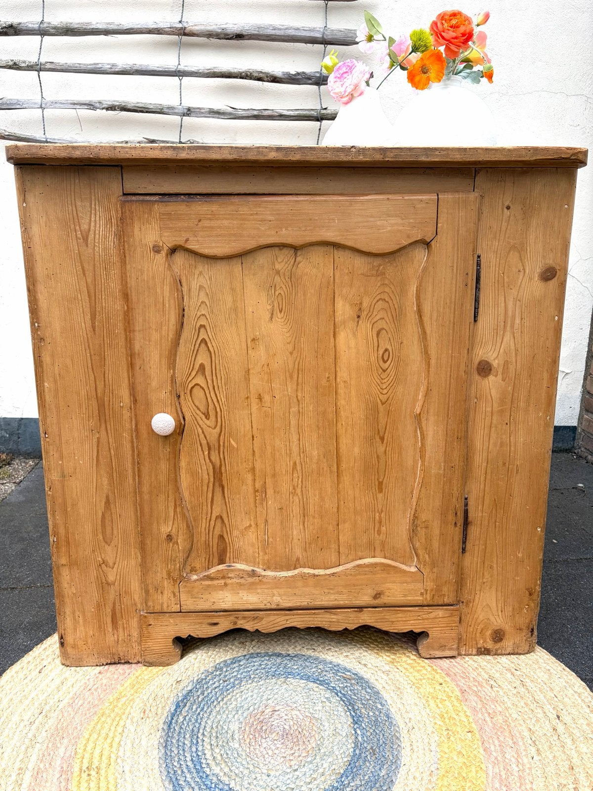 Grenen Biedermeier Kastje met 1 Deur - Houtworm Behandeld, Ophalen, Gebruikt, 50 tot 100 cm, Nvt