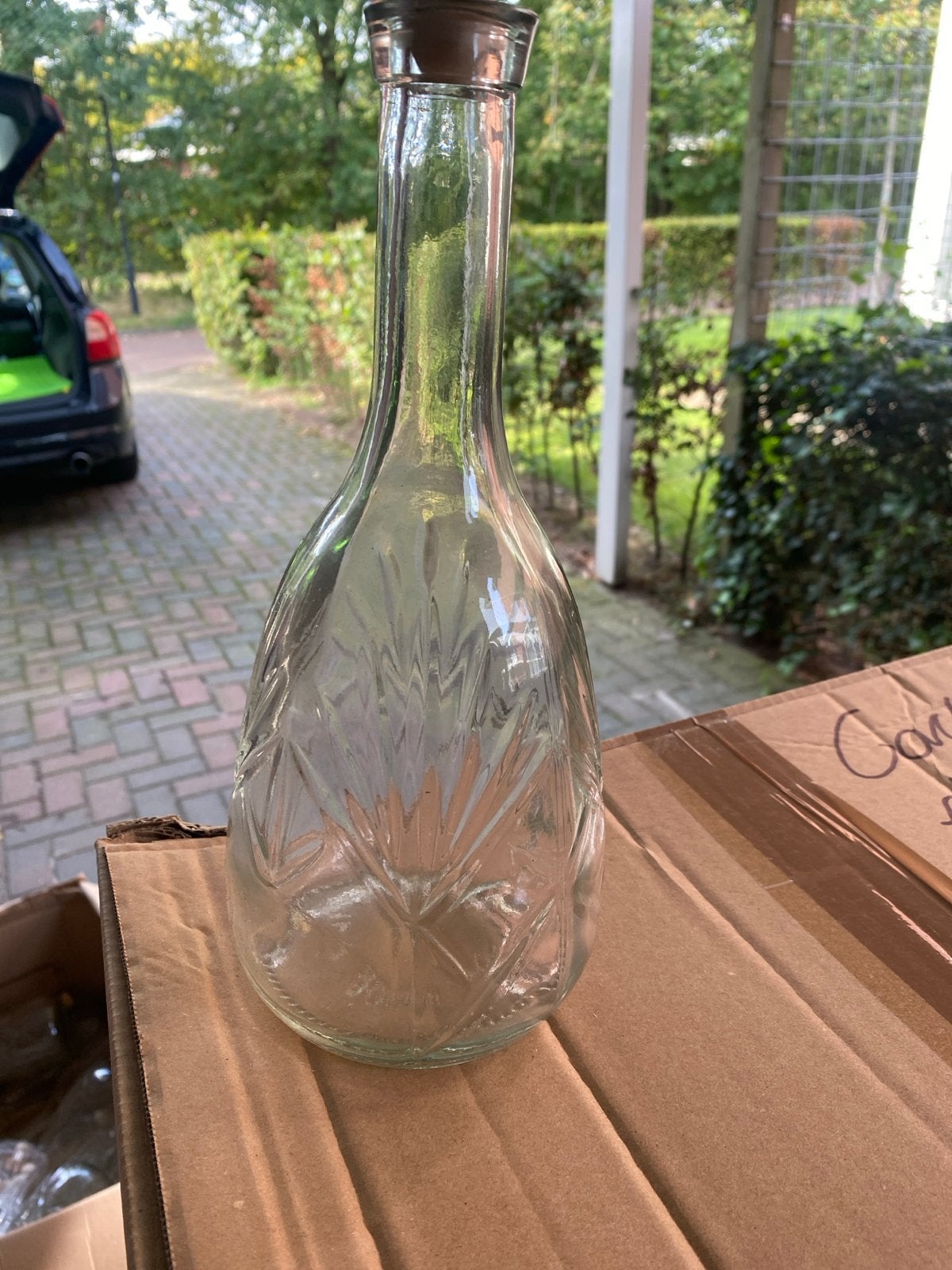 Glazen flessen 1 liter met kurk - Ideaal voor drank of decor, Ophalen, Gebruikt, Transparant, Met deksel