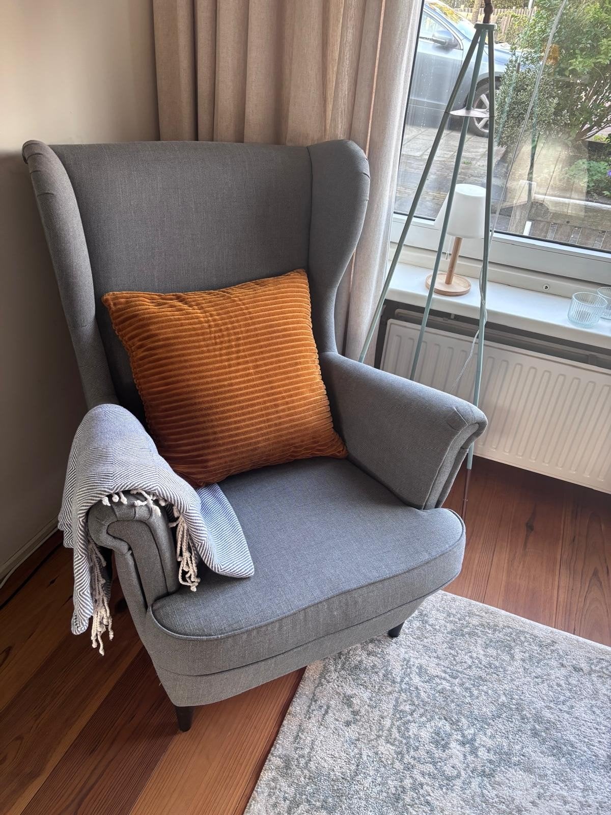 Ikea Strandmon oorfauteuil - Grijs, Ophalen, Modern, Klassiek, Comfortabel, 75 tot 100 cm, Zo goed als nieuw