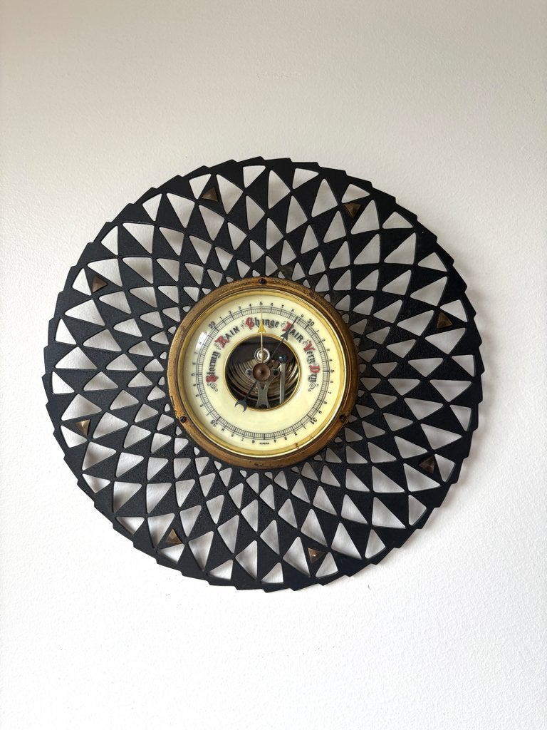 Mooi vintage MCM starburst of sunburst barometer 50s 60s, Ophalen of Verzenden, Gebruikt, Barometer