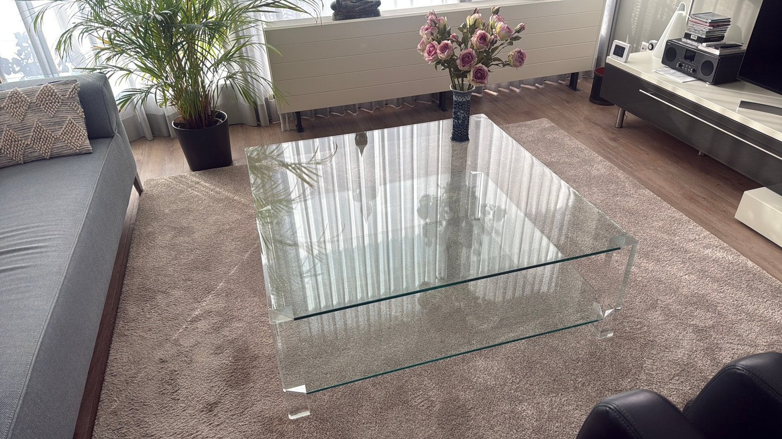 Glazen salontafel, Bor/the Hague, 110x110 cm, Ophalen, Gebruikt