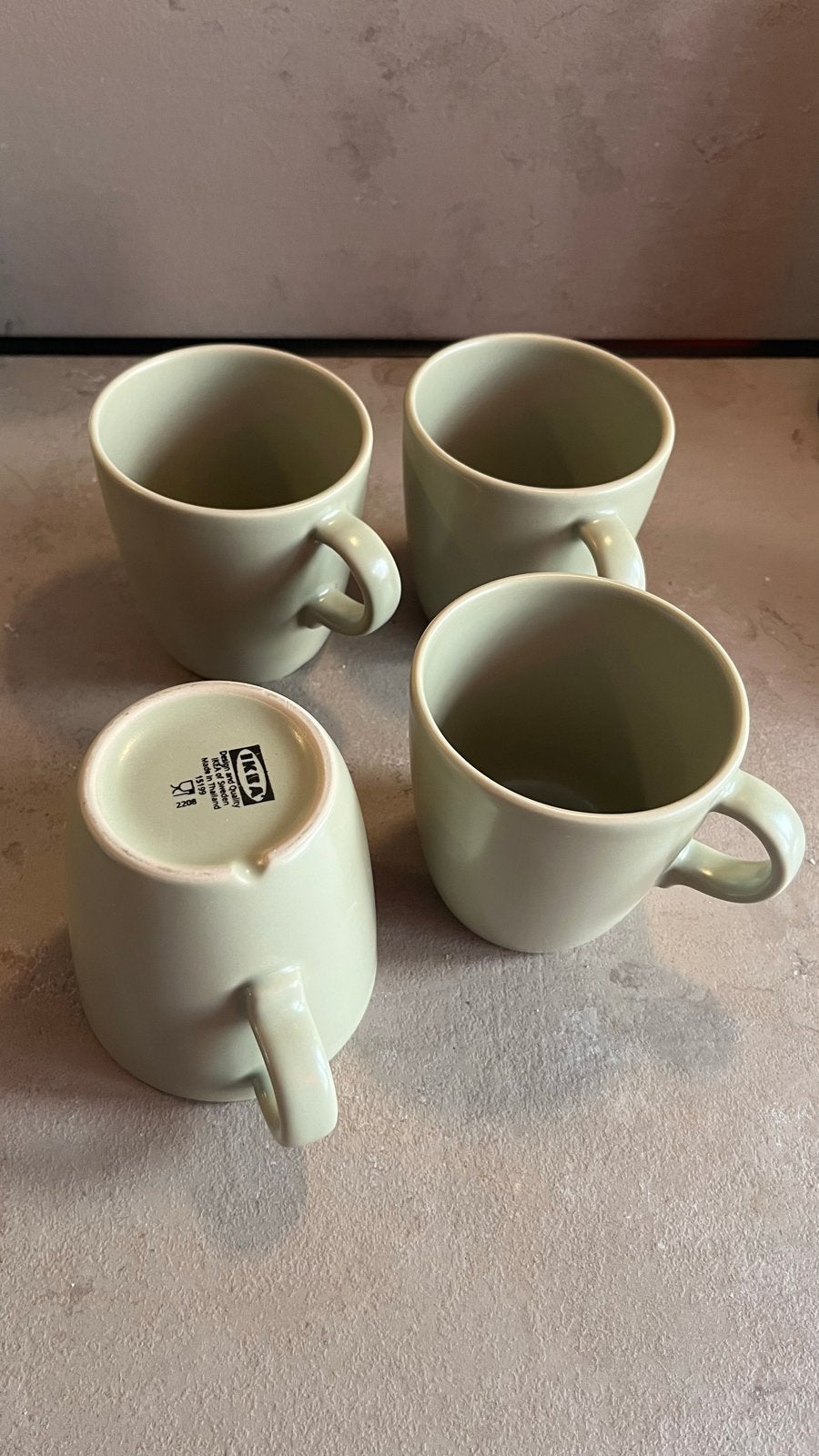 Set van 4 IKEA thee / koffie mokken - Lichtgroen, Ophalen, Gebruikt, Keramiek, IKEA