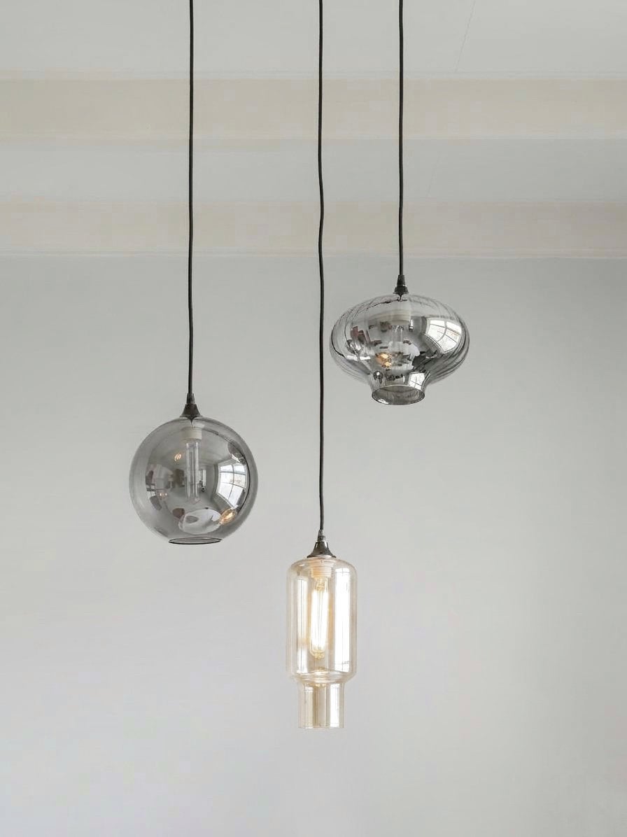 Set hotel chique glazen design hanglampen Eric Kuster stijl, Ophalen, Zo goed als nieuw, Glas