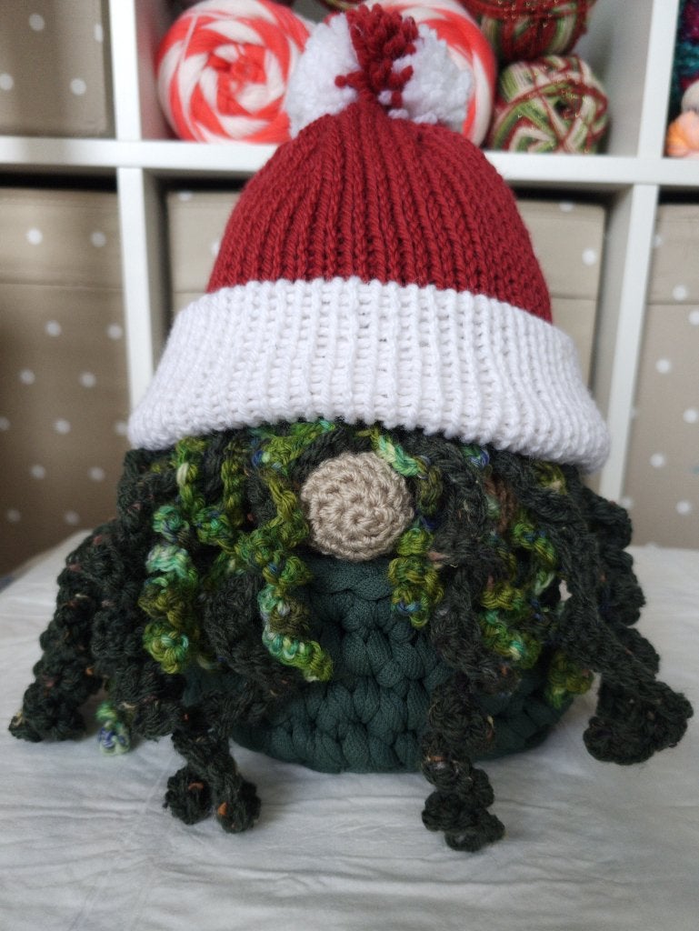 Huisgnome met groen haar in groen mandje, Overige materialen, Verzenden, Overige typen, Rond