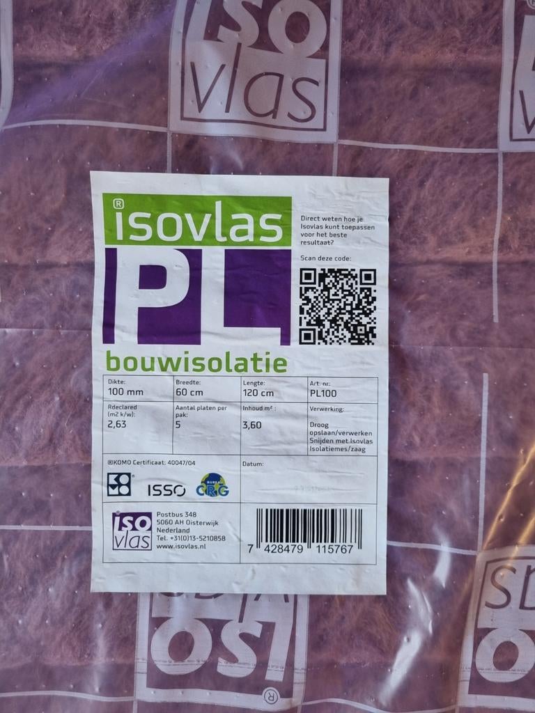 Isovlas PL Bouwisolatie 100 mm, Overige materialen, Nieuw, 15 m² of meer, 8 tot 12 cm