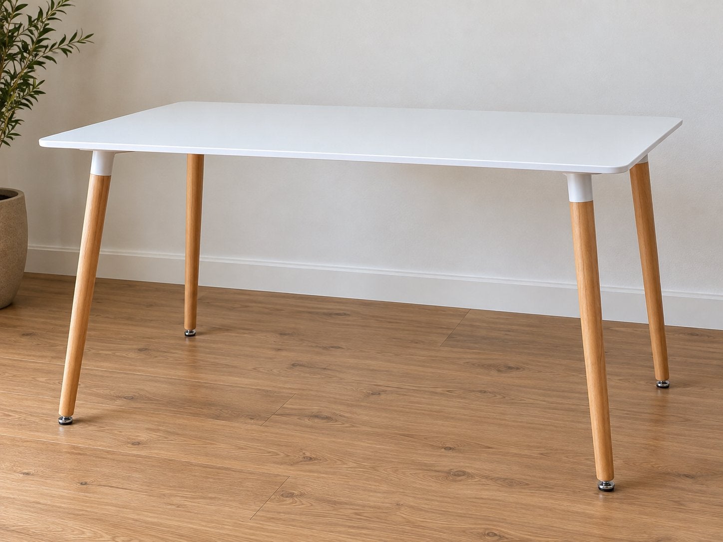 Eettafel wit met houten poten – 110  70 cm, Ophalen, 100 tot 150 cm, Nieuw, 50 tot 100 cm