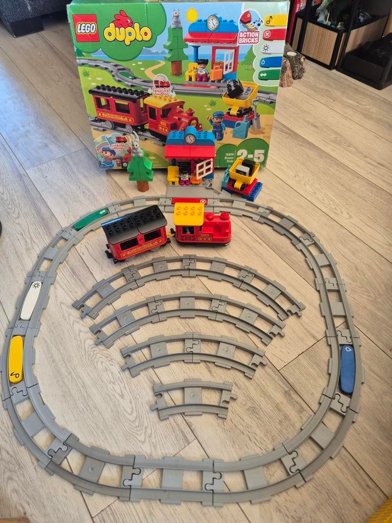 LEGO Duplo Stoomtrein 10874 met rails en accessoires, Compleet, Ophalen of Verzenden, Zo goed als nieuw, Duplo