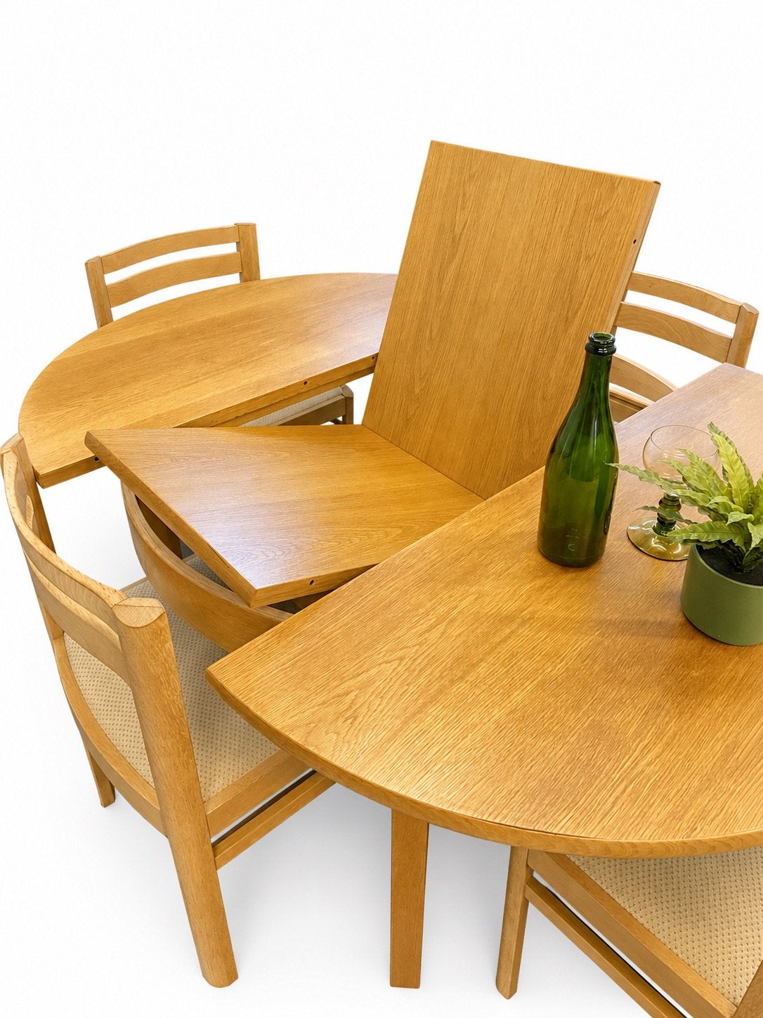 Vintage eethoek uittrektafel rond ovaal stoelen jaren 70, Ophalen