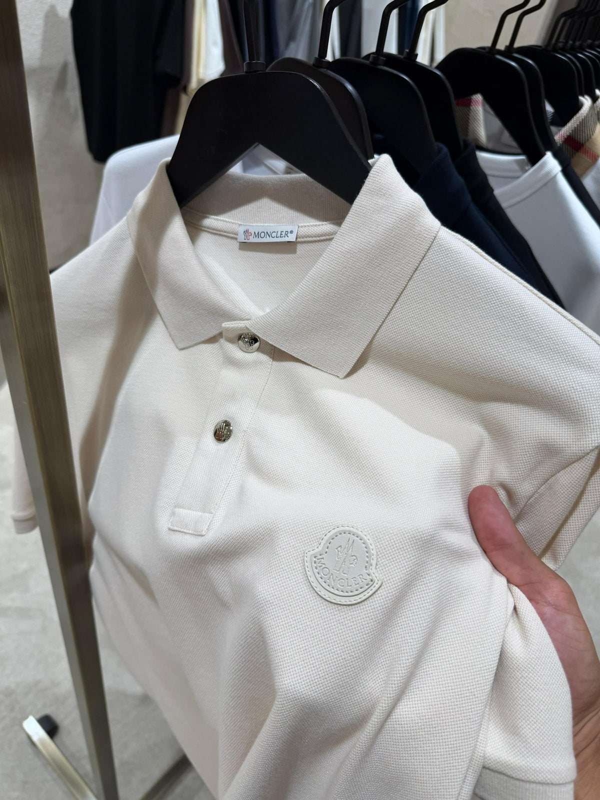 MONCLER polo shirt tshirt beige zwart donkerblauw, Ophalen of Verzenden, Zo goed als nieuw
