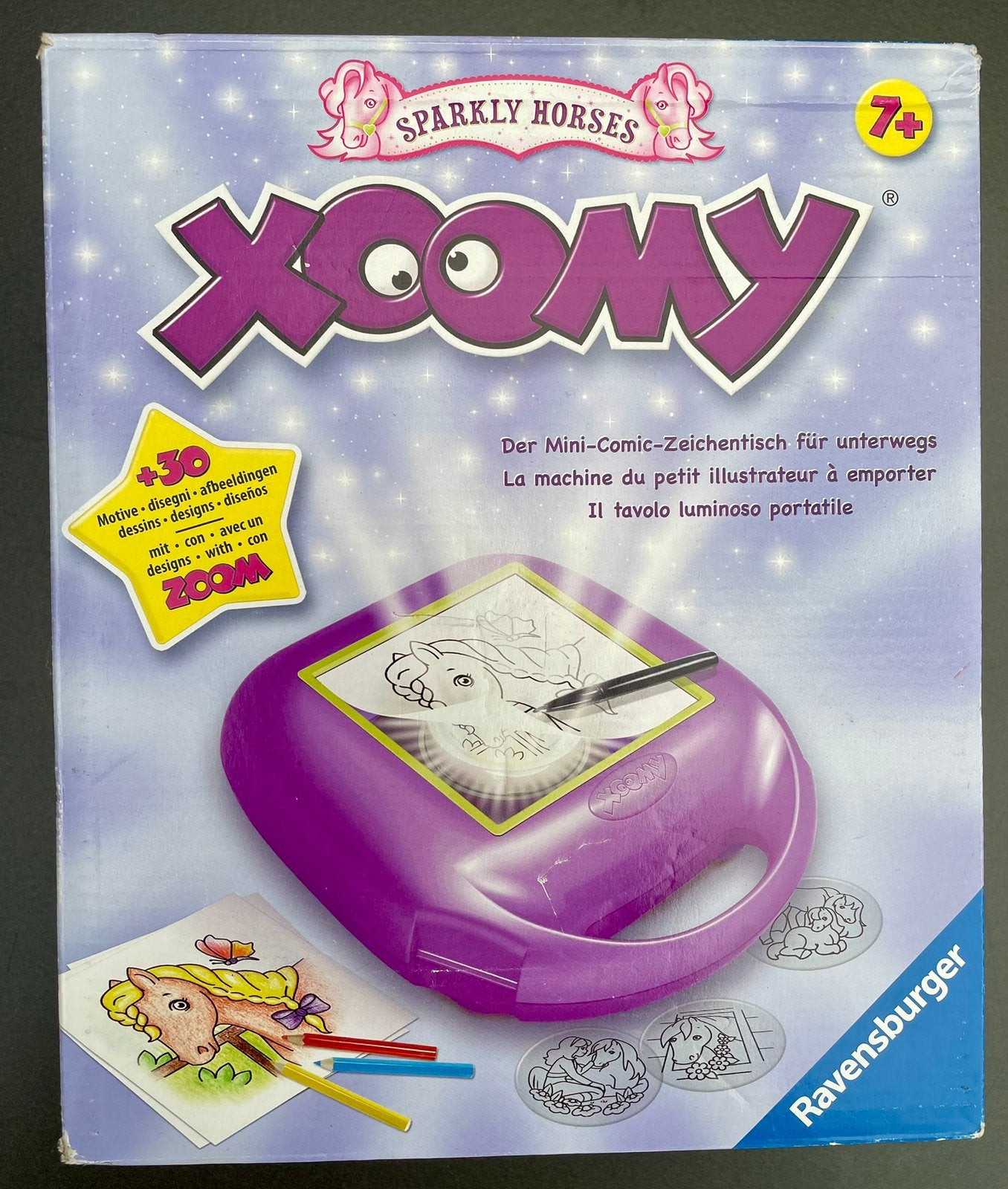 TE KOOP: Xoomy creatieve tekenkoffer in paardenthema ZGAN, Ophalen of Verzenden, Zo goed als nieuw, Knutselen, Met licht