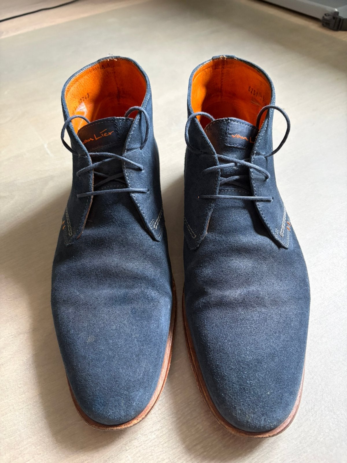 Van Lier - Suede Blauw (maat 44), Ophalen, Blauw, Gedragen, Veterschoenen