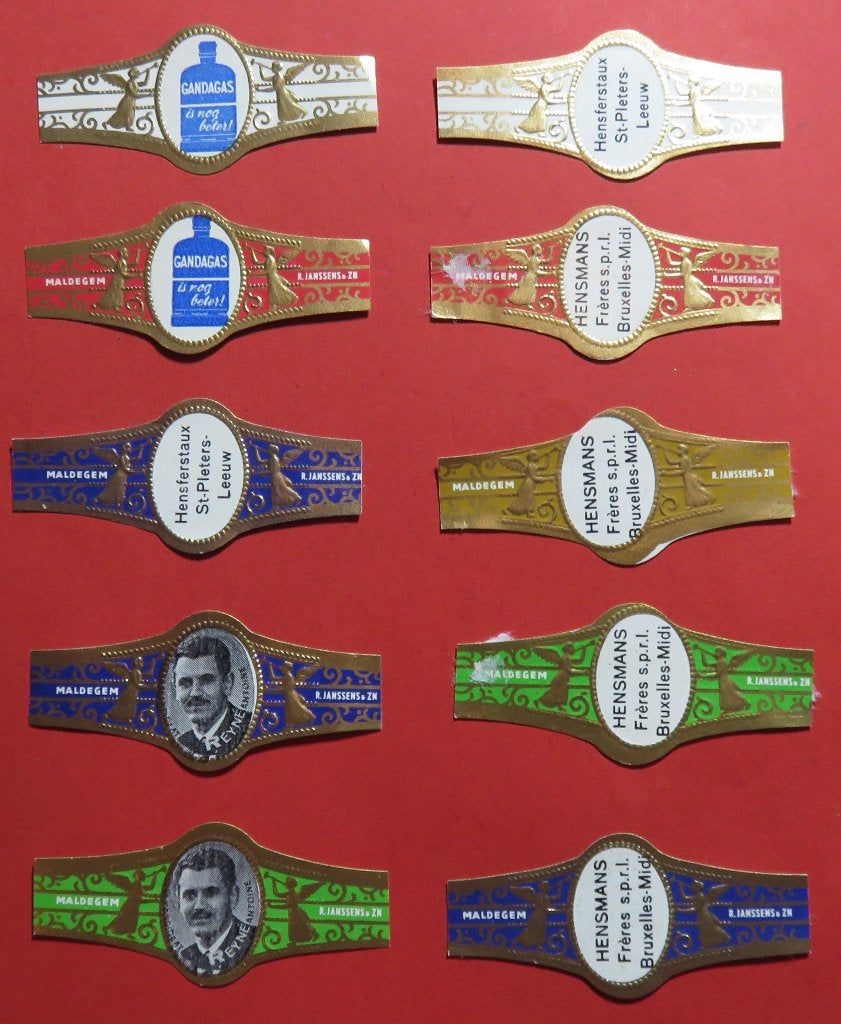 Reclamebandjes sigarenbandjes R.Janssens & Zn. x10, Verzenden, Gebruikt, Sigarenbandjes