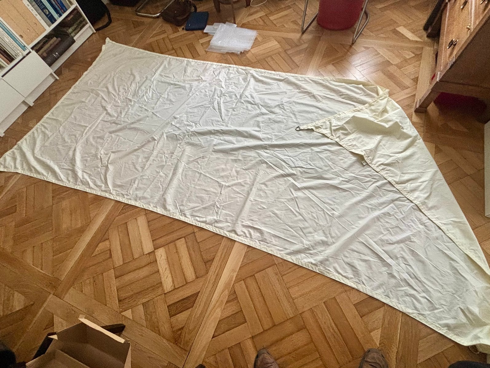 Schaduwdoek zonwering tarp crèmewit, 400x200 cm, Tuin en Terras, Ophalen of Verzenden, Zo goed als nieuw