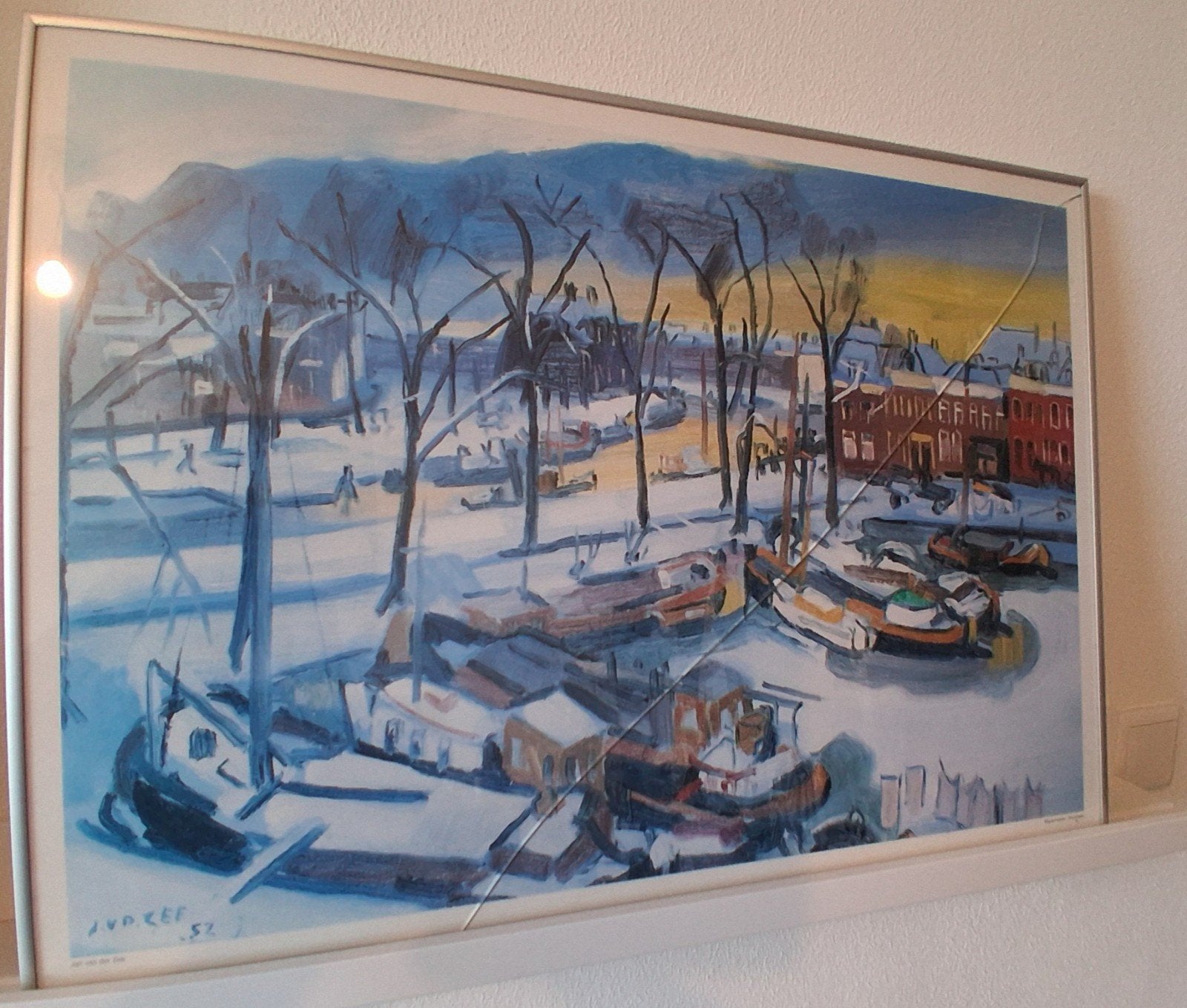 Jan van der Zee, Westerhaven in Groningen., Gebruikt, Metaal, Zilver, Hangend