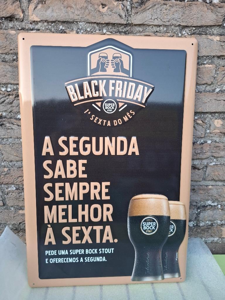 Groot reclamebord Super Bock Portugees bier Black Friday, Verzamelen, Ophalen of Verzenden, Nieuw, Reclamebord, Plaat of Schild