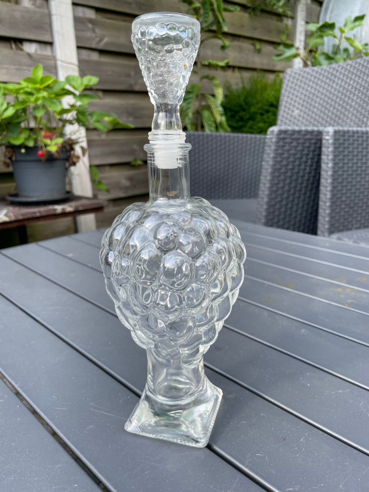Vintage Italiaanse Empoli glazen karaf - druivenontwerp, Antiek en Kunst, Antiek | Glas en Kristal, Ophalen of Verzenden