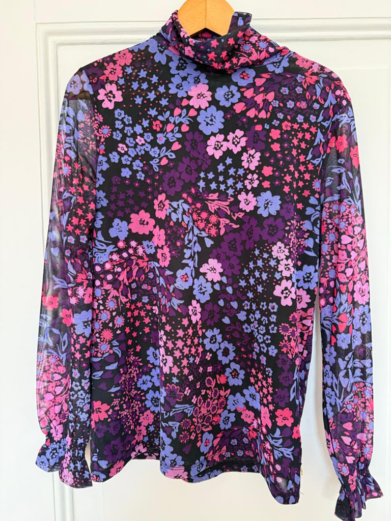 Fabienne Chapot bloemenprint mesh coltrui maat L, Kleding | Dames, Paars, Maat 42/44 (L), Ophalen of Verzenden, Zo goed als nieuw