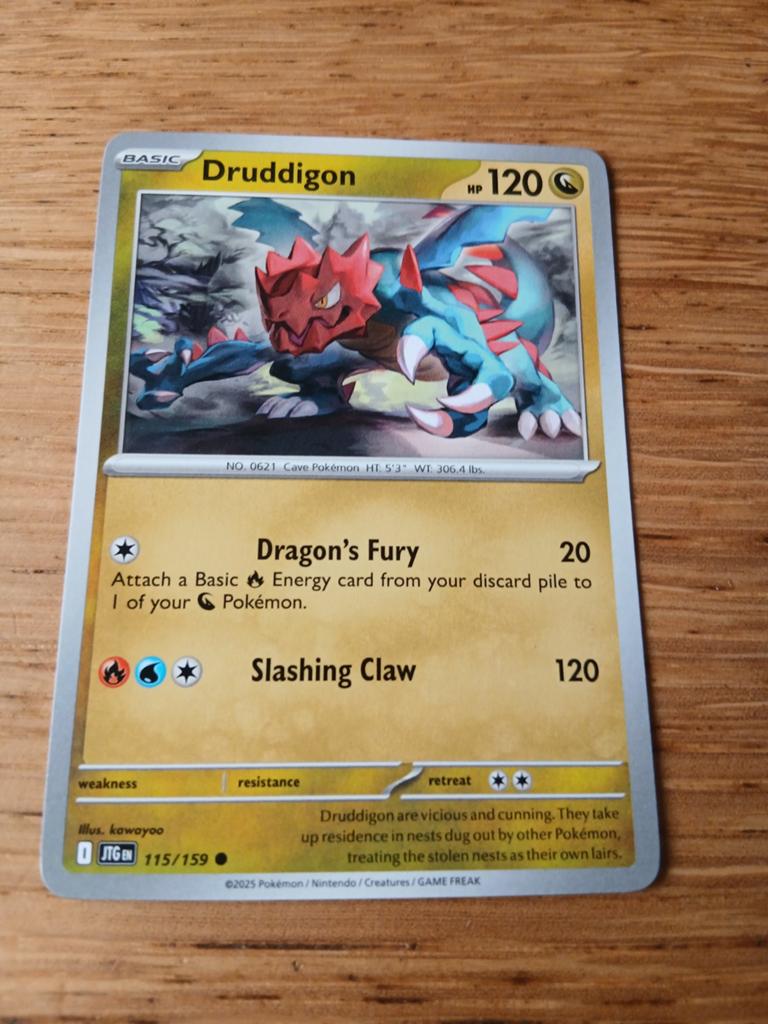 Druddigon Pokémon Kaart - 115/159 - Basic HP 120, Ophalen of Verzenden, Zo goed als nieuw, Losse kaart